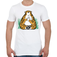 PRINTFASHION Kávézó tigris - Férfi póló - Fehér