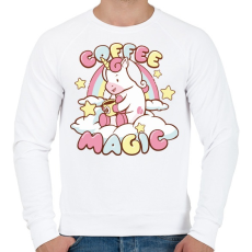 PRINTFASHION Kávézó unikornis - Coffee magic - Férfi pulóver - Fehér