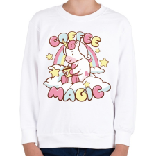 PRINTFASHION Kávézó unikornis - Coffee magic - Gyerek pulóver - Fehér gyerek pulóver, kardigán