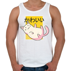 PRINTFASHION Kawaii cica - Férfi atléta - Fehér