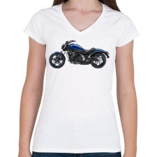 PRINTFASHION Kawasaki - Női V-nyakú póló - Fehér női póló