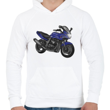 PRINTFASHION kawasaki zr7 kék - Férfi kapucnis pulóver - Fehér férfi pulóver, kardigán