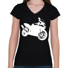 PRINTFASHION kawasaki zx6r - Női V-nyakú póló - Fekete női póló