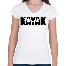 PRINTFASHION KAYAK - Női V-nyakú póló - Fehér