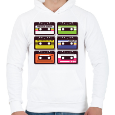 PRINTFASHION Kazetták - Férfi kapucnis pulóver - Fehér férfi pulóver, kardigán