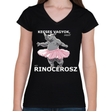 PRINTFASHION kecses, mint egy rinocérosz - Női V-nyakú póló - Fekete női póló