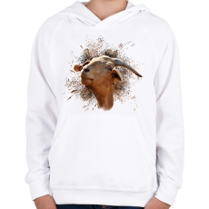 PRINTFASHION kecske portré - Gyerek kapucnis pulóver - Fehér