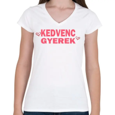 PRINTFASHION Kedvenc gyerek! - Női V-nyakú póló - Fehér női póló