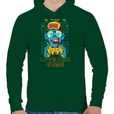 PRINTFASHION Kedvenc játékom - Férfi kapucnis pulóver - Sötétzöld férfi pulóver, kardigán