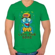PRINTFASHION Kedvenc játékom - Férfi V-nyakú póló - Zöld férfi póló