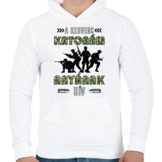 PRINTFASHION Kedvenc katonám - Anya - Férfi kapucnis pulóver - Fehér