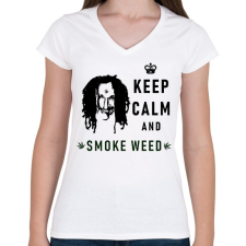 PRINTFASHION KEEP CALM2 - Női V-nyakú póló - Fehér női póló