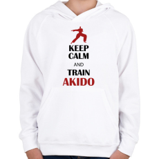 PRINTFASHION Keep calm - Akido - Gyerek kapucnis pulóver - Fehér