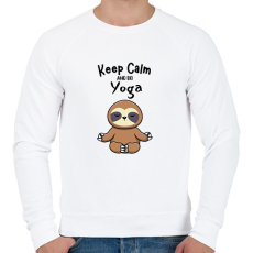 PRINTFASHION Keep calm and do yoga - Férfi pulóver - Fehér