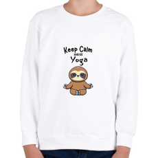 PRINTFASHION Keep calm and do yoga - Gyerek pulóver - Fehér