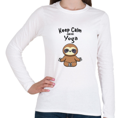 PRINTFASHION Keep calm and do yoga - Női hosszú ujjú póló - Fehér
