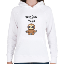PRINTFASHION Keep calm and do yoga - Női kapucnis pulóver - Fehér női pulóver, kardigán