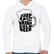 PRINTFASHION Keep Calm and Drink Beer - Férfi kapucnis pulóver - Fehér férfi pulóver, kardigán