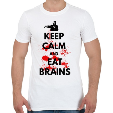 PRINTFASHION KEEP CALM AND EAT BRAINS - Férfi póló - Fehér