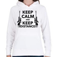 PRINTFASHION Keep calm and keep distance - Női kapucnis pulóver - Fehér női pulóver, kardigán