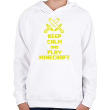 PRINTFASHION Keep calm and Minecraft - Gyerek kapucnis pulóver - Fehér gyerek pulóver, kardigán