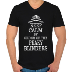 PRINTFASHION Keep calm and order - Férfi V-nyakú póló - Fekete