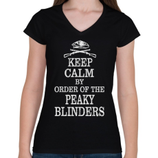 PRINTFASHION Keep calm and order - Női V-nyakú póló - Fekete