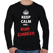 PRINTFASHION Keep calm and RUN! Zombies!! - Férfi hosszú ujjú póló - Fekete férfi póló