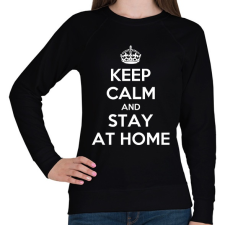 PRINTFASHION Keep calm and stay home! - Női pulóver - Fekete női pulóver, kardigán
