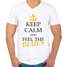 PRINTFASHION Keep calm - Blues - Férfi V-nyakú póló - Fehér