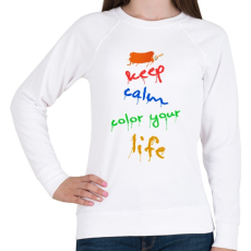 PRINTFASHION keep calm color your life - Női pulóver - Fehér