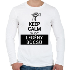 PRINTFASHION Keep calm ez egy legénybúcsú - Férfi hosszú ujjú póló - Fehér férfi póló