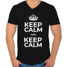 PRINTFASHION KEEP CALM - Férfi V-nyakú póló - Fekete