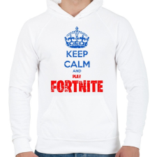 PRINTFASHION Keep Calm Fortnite - Férfi kapucnis pulóver - Fehér férfi pulóver, kardigán