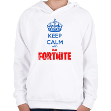 PRINTFASHION Keep Calm Fortnite - Gyerek kapucnis pulóver - Fehér gyerek pulóver, kardigán