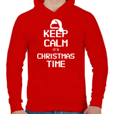 PRINTFASHION KEEP CALM ITS CHRISTMAS TIME - Férfi kapucnis pulóver - Piros
