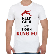 PRINTFASHION Keep calm - Kung fu - Férfi póló - Fehér férfi póló