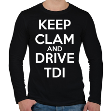PRINTFASHION Keep Clam and Drive TDI - Férfi hosszú ujjú póló - Fekete