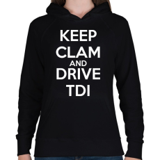 PRINTFASHION Keep Clam and Drive TDI - Női kapucnis pulóver - Fekete