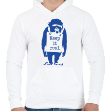 PRINTFASHION Keep it real - Banksy graffiti - Férfi kapucnis pulóver - Fehér