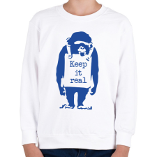 PRINTFASHION Keep it real - Banksy graffiti - Gyerek pulóver - Fehér gyerek pulóver, kardigán