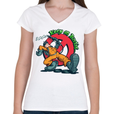 PRINTFASHION keep on bustin.. - Női V-nyakú póló - Fehér női póló
