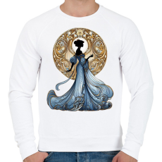 PRINTFASHION Kék-arany hölgy - Férfi pulóver - Fehér
