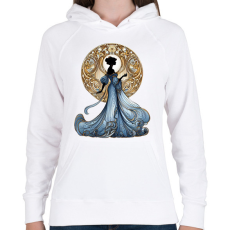 PRINTFASHION Kék-arany hölgy - Női kapucnis pulóver - Fehér