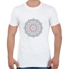 PRINTFASHION Kék-barna mandala - Férfi póló - Fehér férfi póló