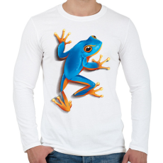 PRINTFASHION Kék béka - Férfi hosszú ujjú póló - Fehér