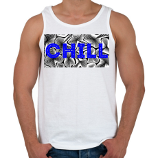 PRINTFASHION Kék CHILL - Férfi atléta - Fehér