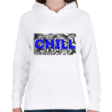PRINTFASHION Kék CHILL - Női kapucnis pulóver - Fehér