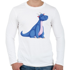 PRINTFASHION Kék sárkány - Férfi hosszú ujjú póló - Fehér férfi póló