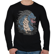 PRINTFASHION Kék sárkány - Férfi hosszú ujjú póló - Fekete